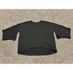 A21 Lululemon Black Cropped Boxy Top Dolman Sleeve‎ Open Back Athleisure small